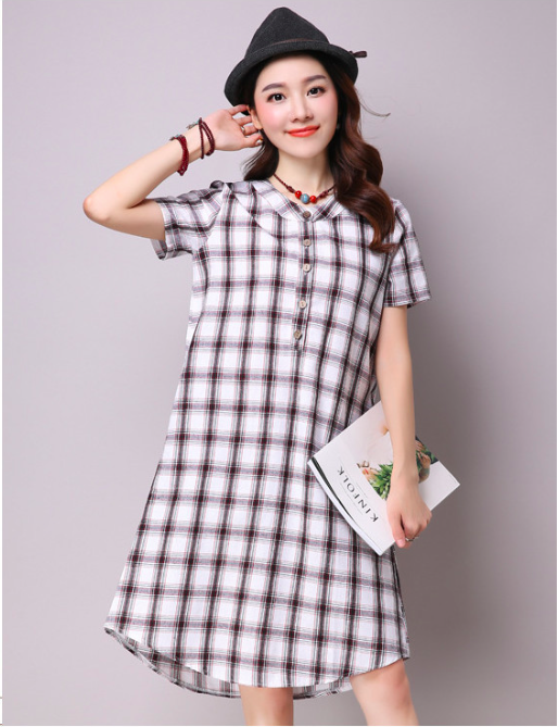 WD7169 Fashion Checker Dress Black