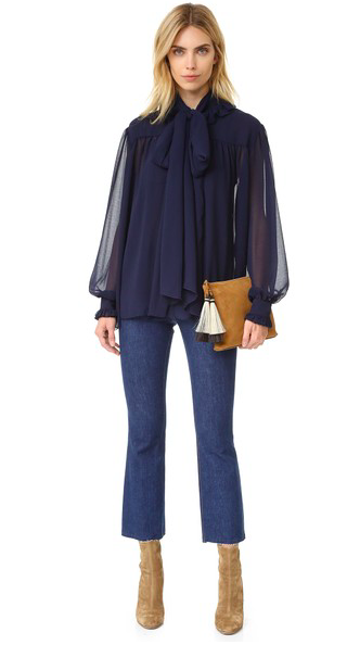 WT7194 Chiffon Top Dark Blue