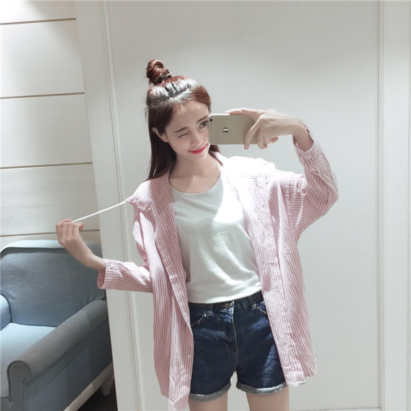 WT7197 Stylish Stripe Top Pink