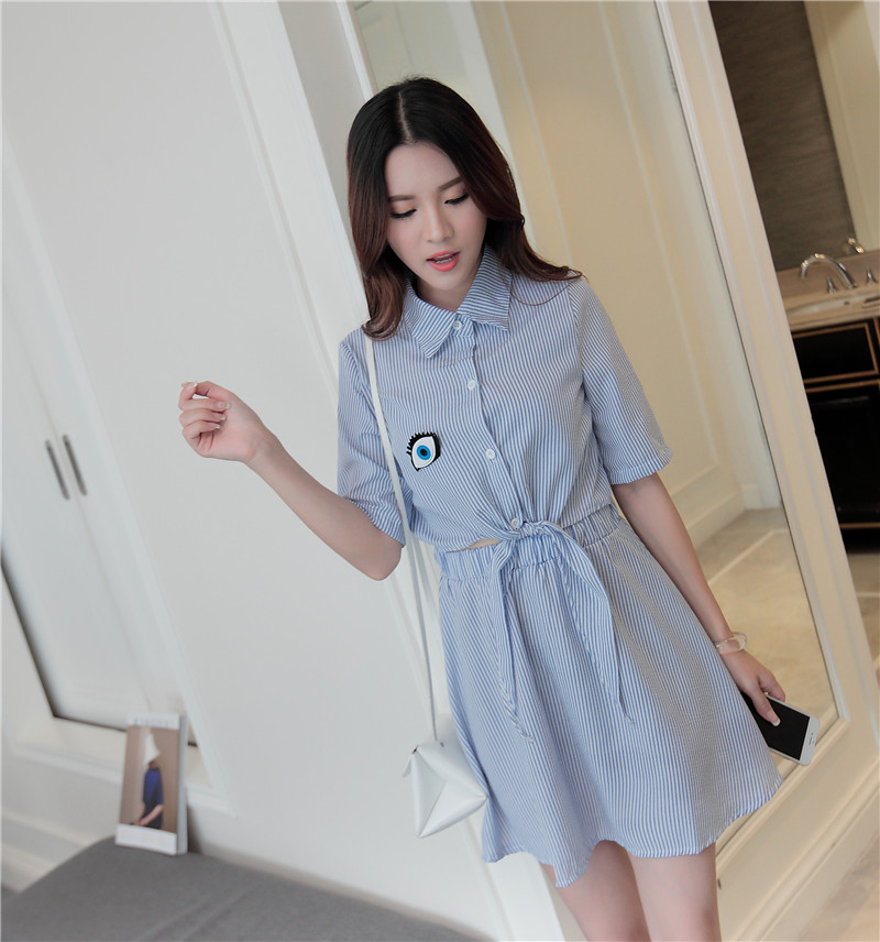 WD7215 One Piece Stripe Dress Blue