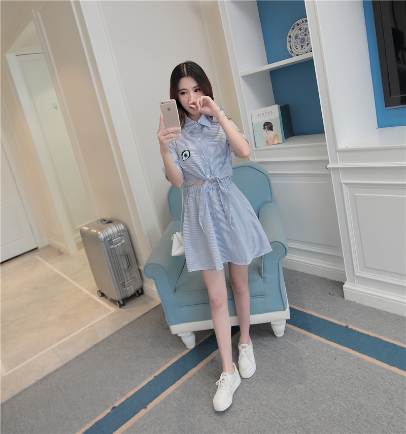 WD7215 One Piece Stripe Dress Blue