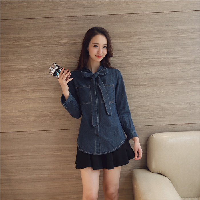 WT7231 Pretty Denim Top Blue