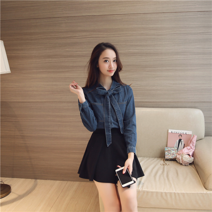 WT7231 Pretty Denim Top Blue