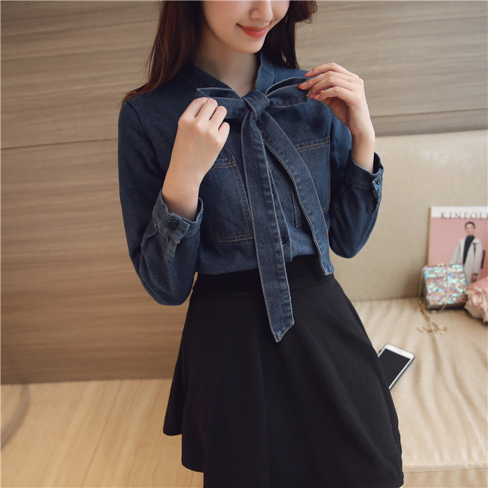 WT7231 Pretty Denim Top Blue