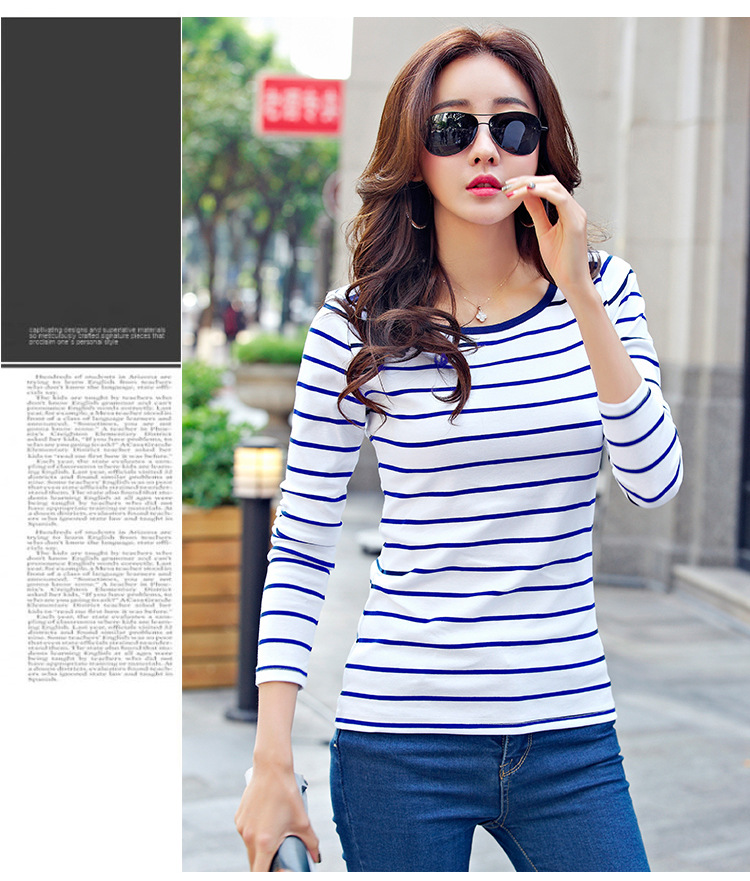 WT7243 Casual Top Blue Stripe