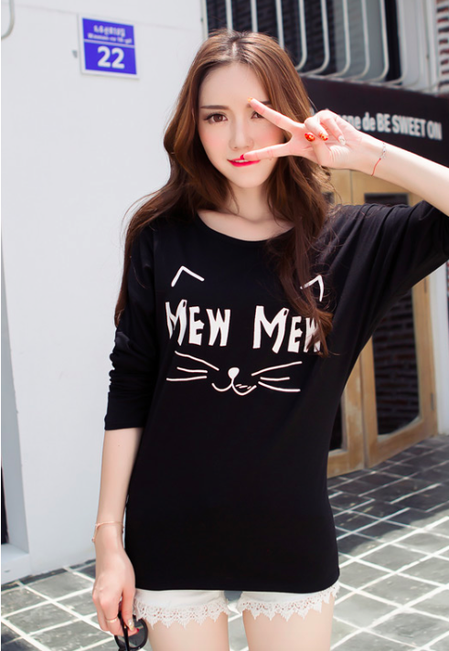 WT7250 Cute Casual Top Black