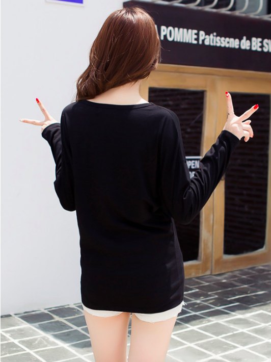 WT7250 Cute Casual Top Black