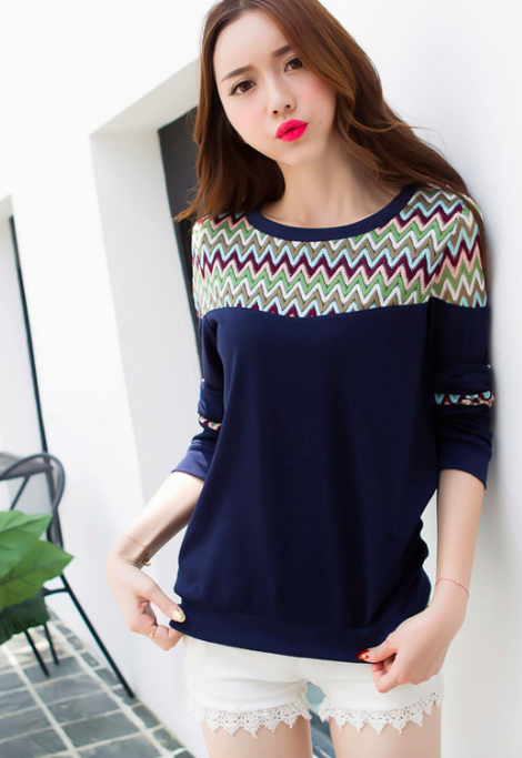 WT7251 Long Sleeves Top Blue