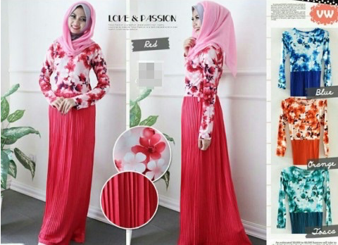 WH1161 One Piece Floral Jubah Blue