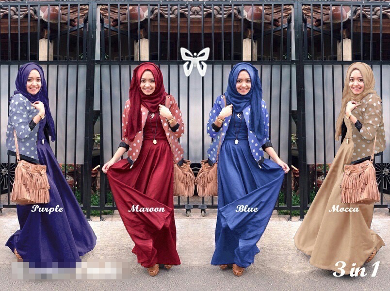 WH1165 Fashion Jubah Set Purple