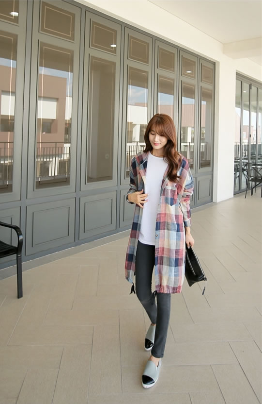 WJ7295 Checker Cardigan As Picture