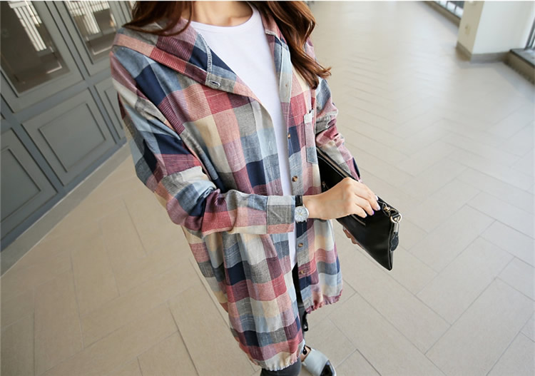 WJ7295 Checker Cardigan As Picture