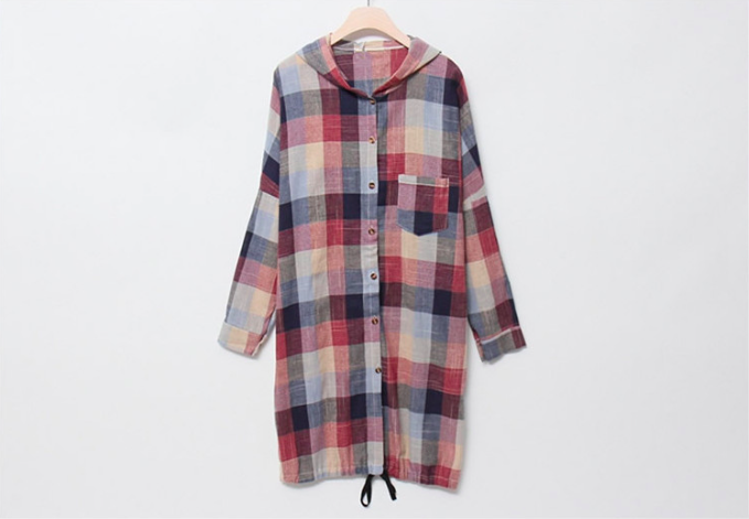 WJ7295 Checker Cardigan As Picture