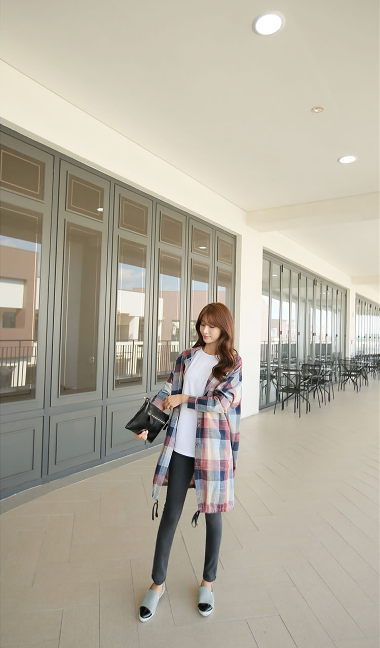 WJ7295 Checker Cardigan As Picture