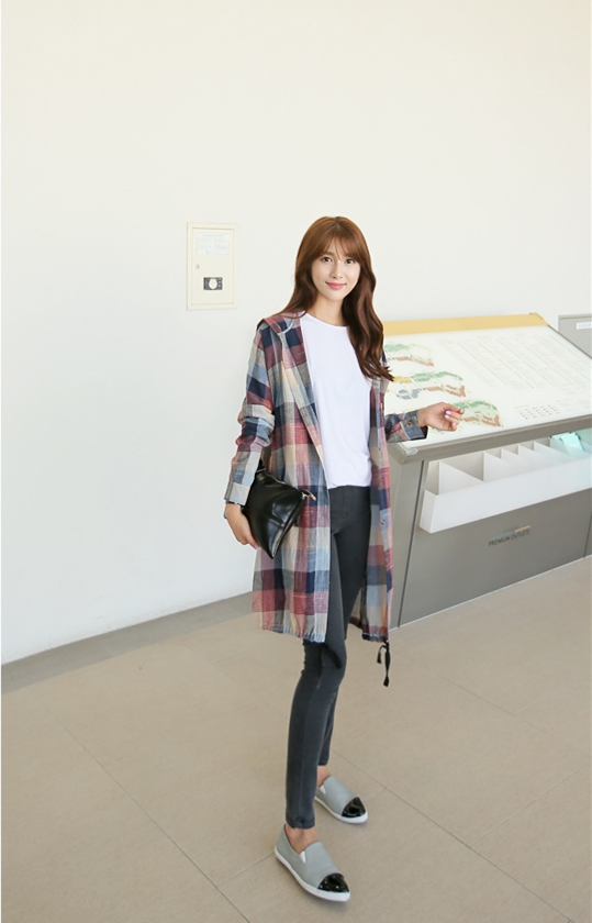 WJ7295 Checker Cardigan As Picture