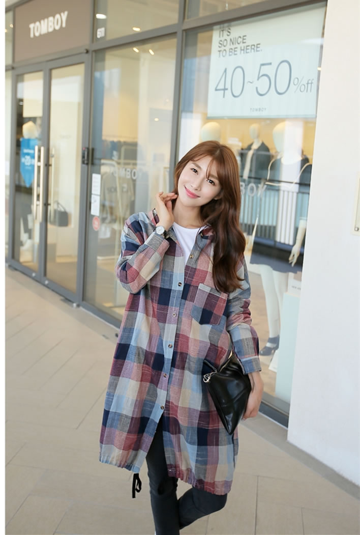 WJ7295 Checker Cardigan As Picture