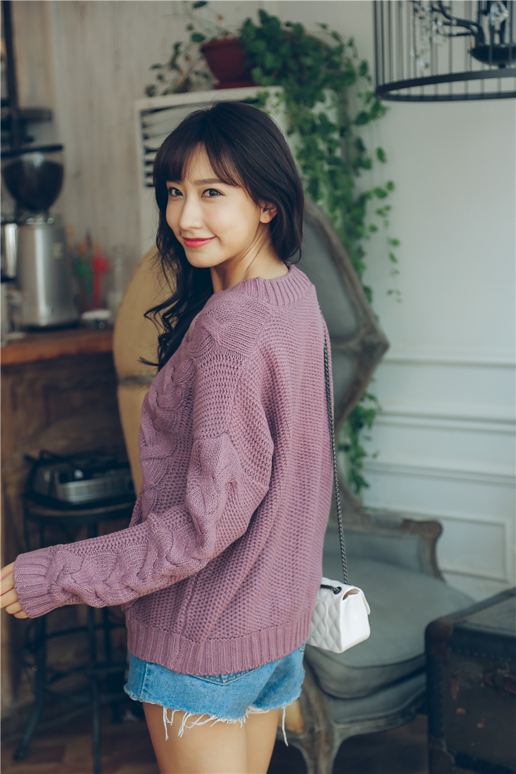 WT7298 Casual Knit Top Purple