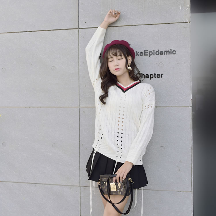 WT7314 Stylish Casual Knit Top White