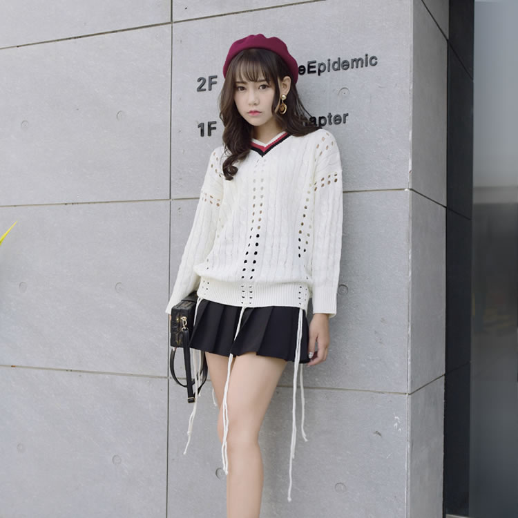 WT7314 Stylish Casual Knit Top White