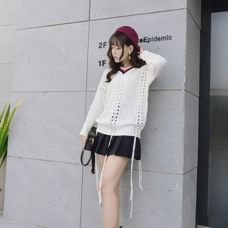 WT7314 Stylish Casual Knit Top White