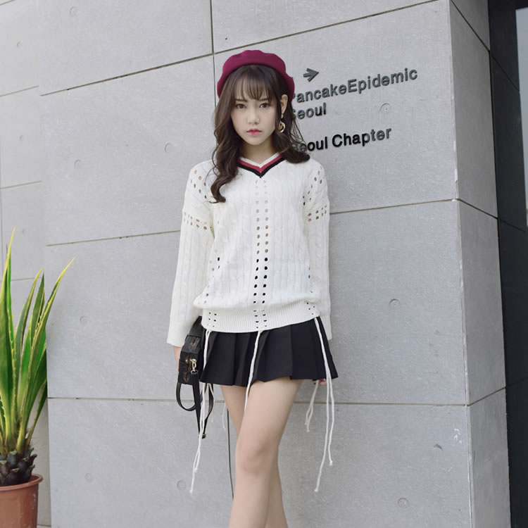 WT7314 Stylish Casual Knit Top White