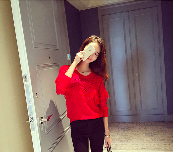 WT7316 Fashion Knit Top Red