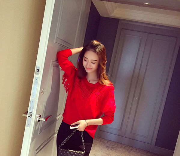 WT7316 Fashion Knit Top Red