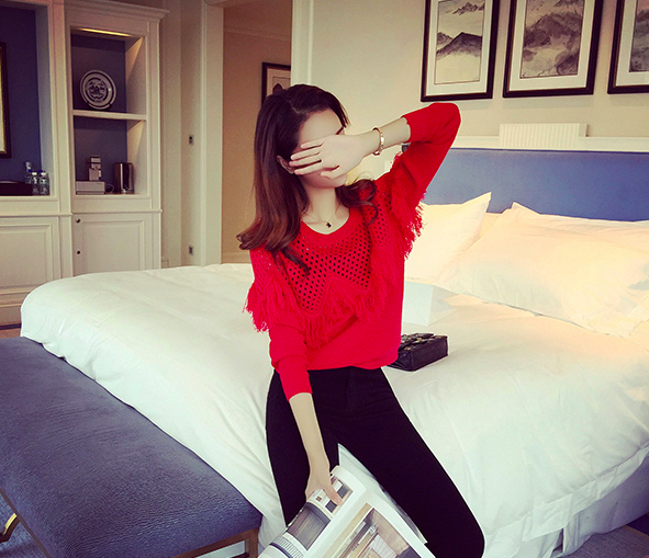 WT7316 Fashion Knit Top Red