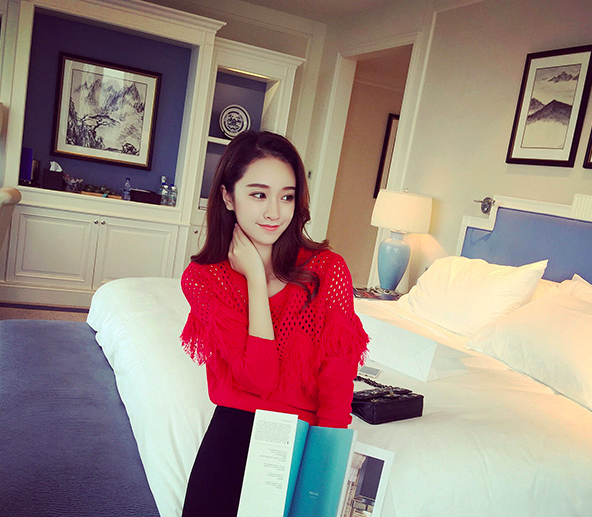 WT7316 Fashion Knit Top Red