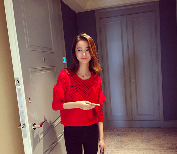 WT7316 Fashion Knit Top Red