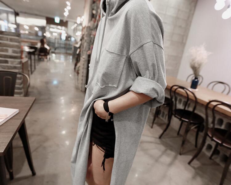 WD7324 Fashion Hooded Dress Grey