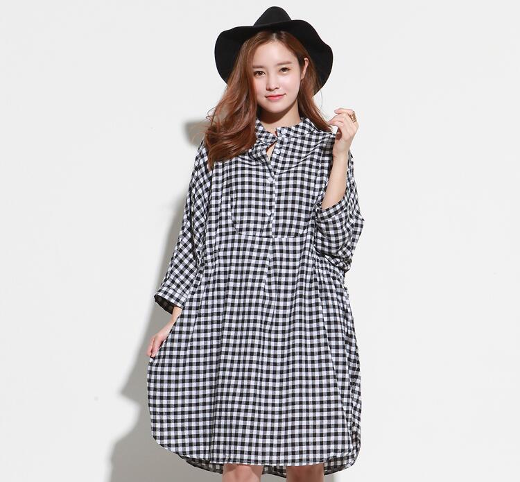 WD7329 Fashion Checker Dress Black