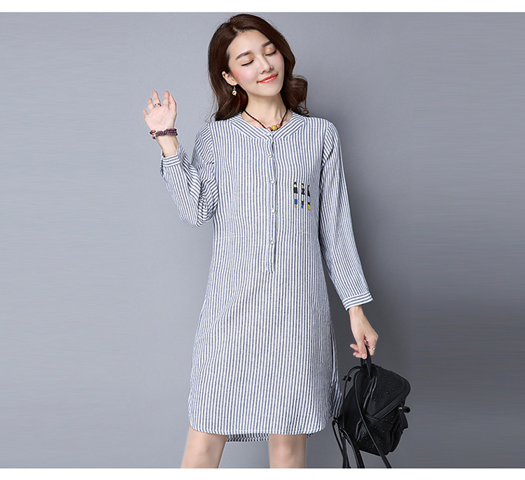 WD7340 Fashion Stripe Dress As Picture