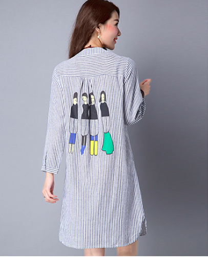 WD7340 Fashion Stripe Dress As Picture