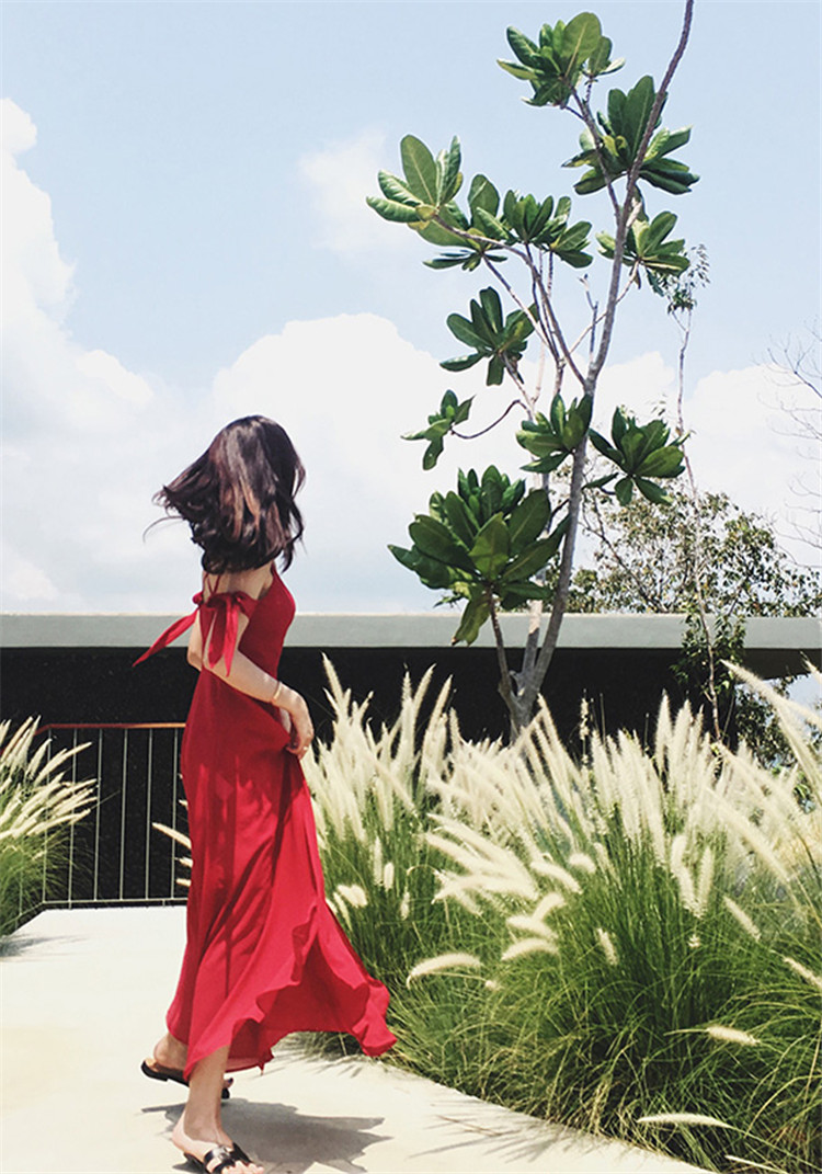 WD7344 Lovely Chiffon Dress Red