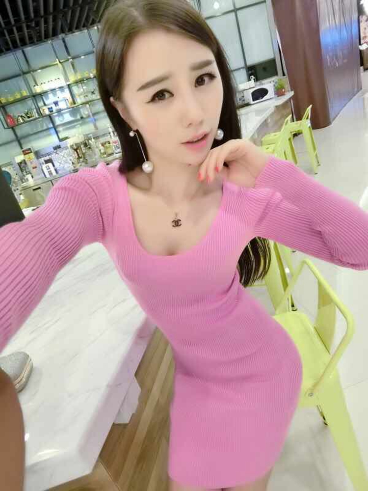 WD7356 Sexy Hugging Dress Pink