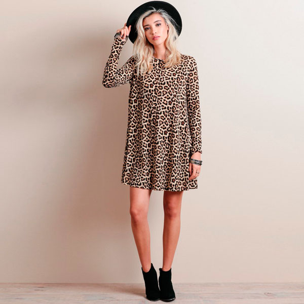 WD7360 Leopard Print Dress As Picture