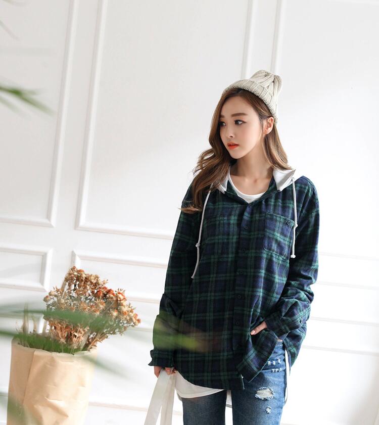 WJ7369 Checker Hooded Jacket Green