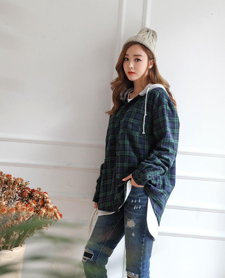 WJ7369 Checker Hooded Jacket Green