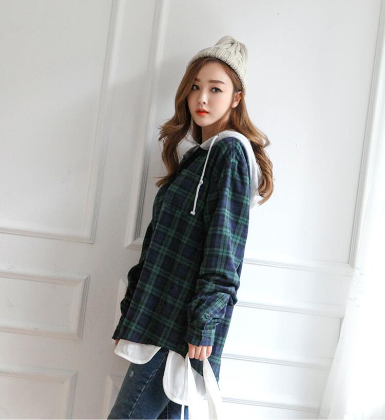 WJ7369 Checker Hooded Jacket Green