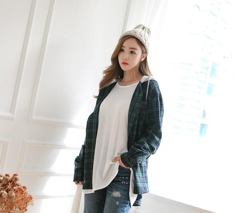 WJ7369 Checker Hooded Jacket Green