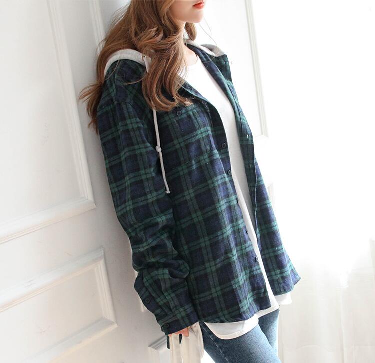 WJ7369 Checker Hooded Jacket Green