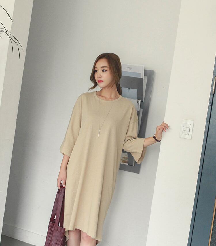 WD7372 Fashion Casual Dress Beige