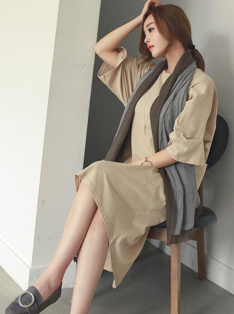 WD7372 Fashion Casual Dress Beige