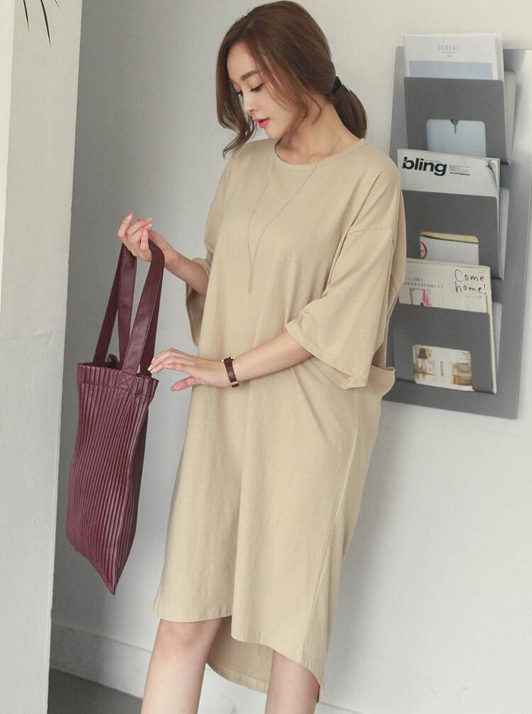 WD7372 Fashion Casual Dress Beige