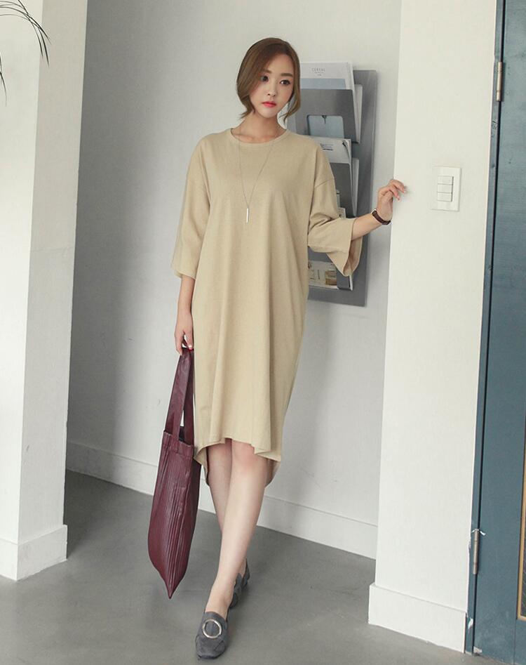 WD7372 Fashion Casual Dress Beige