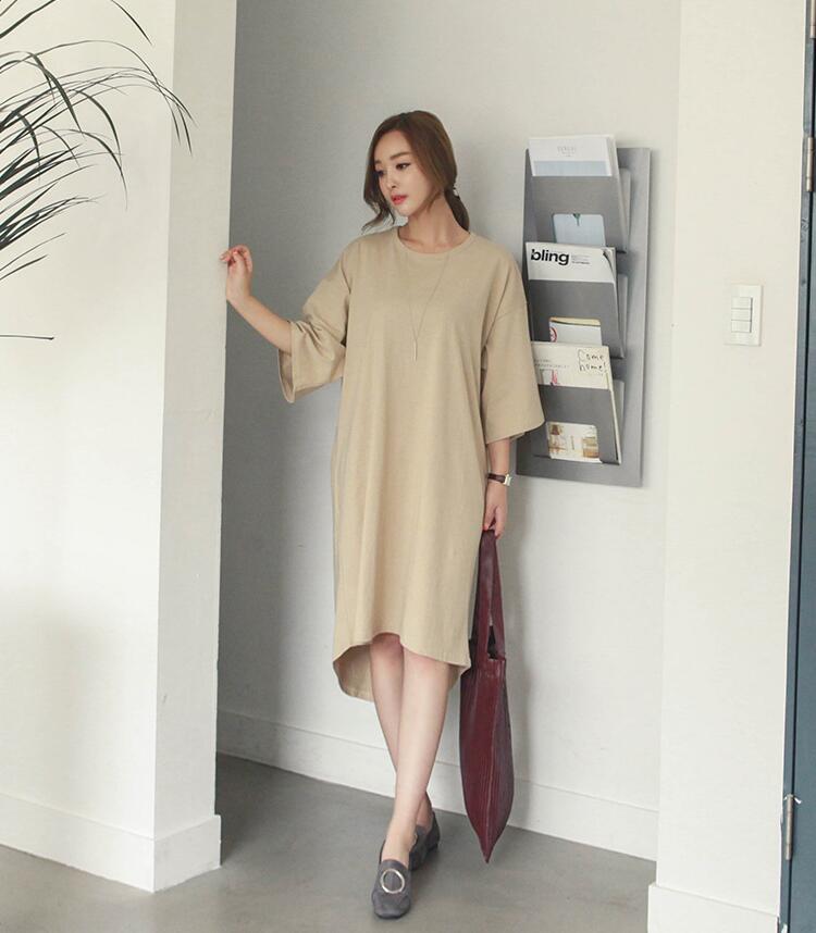 WD7372 Fashion Casual Dress Beige