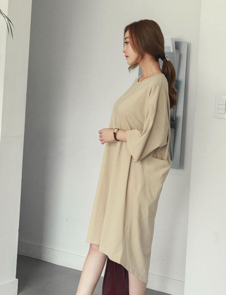 WD7372 Fashion Casual Dress Beige