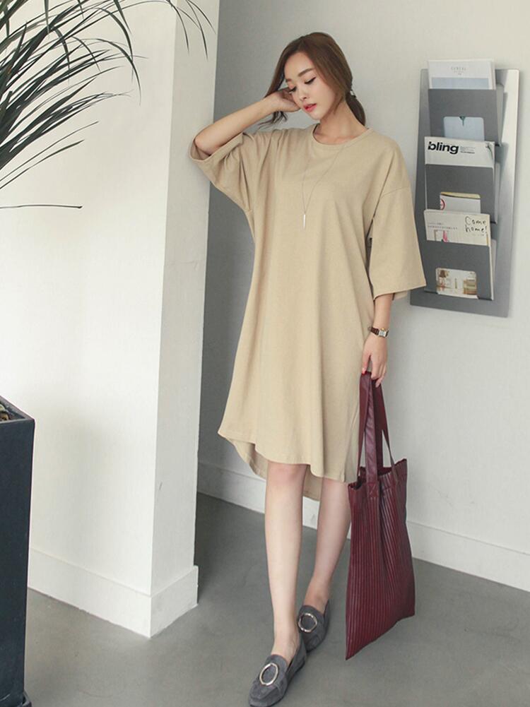 WD7372 Fashion Casual Dress Beige