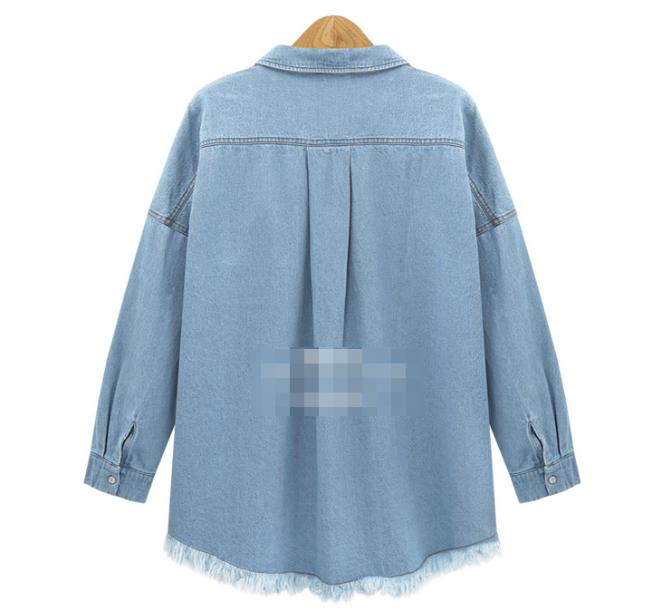 WT7382 Fashion Denim Top Light Blue